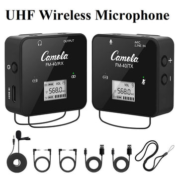 Camola UHF Wireless Microphone, Lavalier Mic with Receiver, USB Wireless Microphone for Interview & Wireless Lavalier Microphone for Smartphone, Vlogging, Video Recording, DSLR Camera - Imported from UK